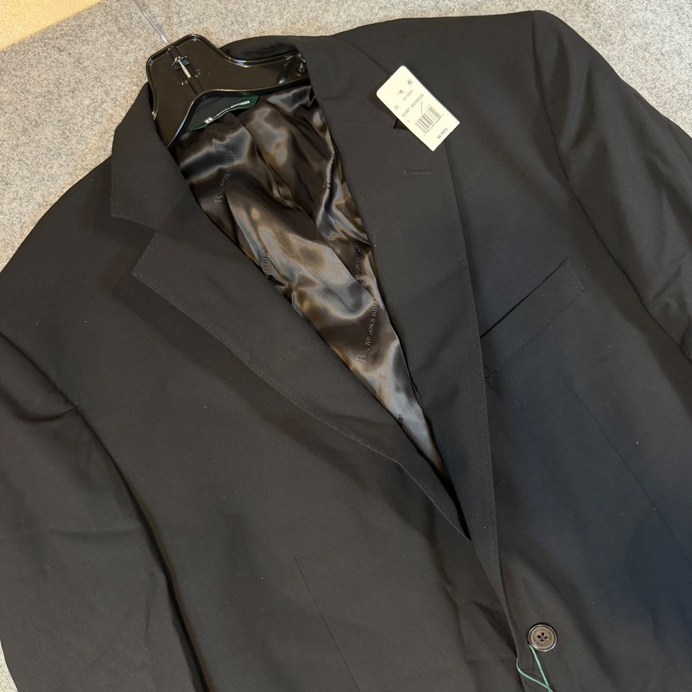 B by Brooks Brothers Mens Black Wool Blend 2-Button Blazer Jacket 46R 42388-001